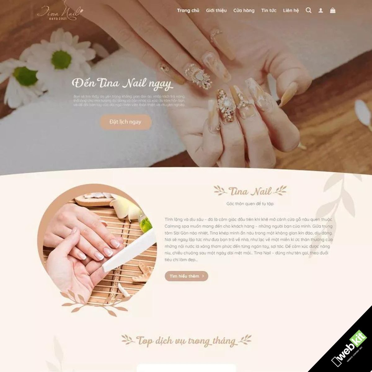 Thiết kế website dịch vụ nail và phụ kiện - WebKit 16036