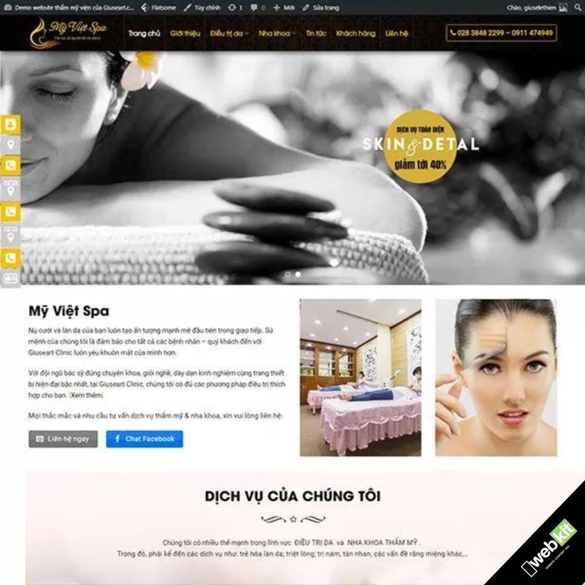 Thiết kế website dịch vụ spa, làm đẹp, chăm sóc sức khoẻ - WebKit 5500