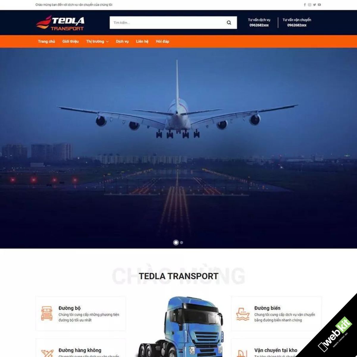 Thiết kế website dịch vụ vận chuyển bằng xe tải - WebKit 10325
