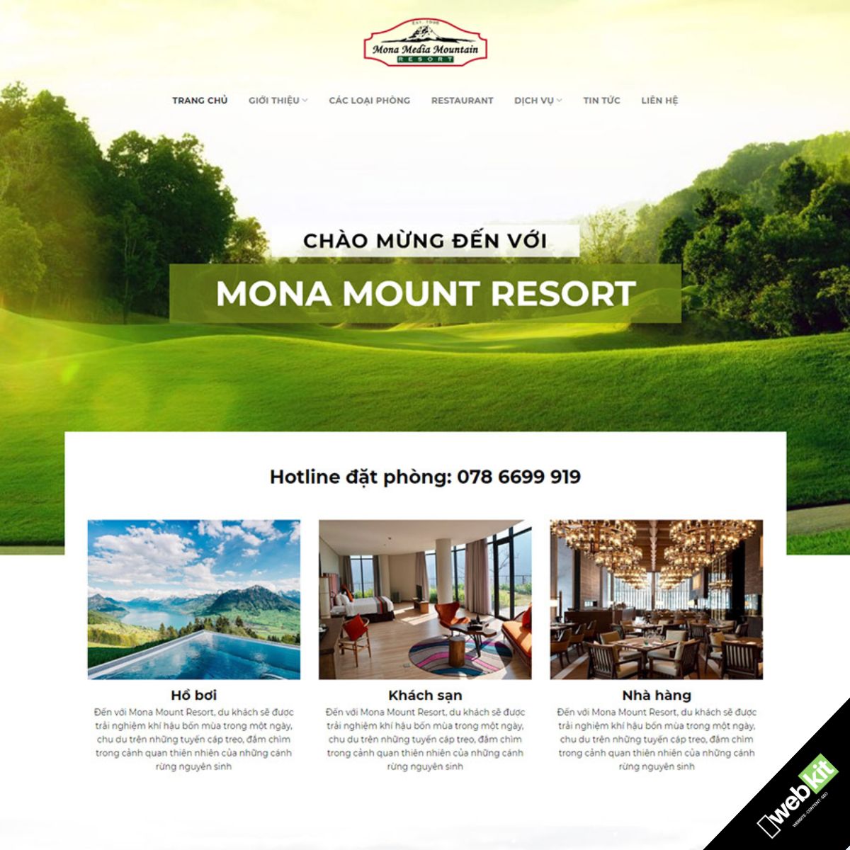 Thiết kế website giới thiệu resort, nhà hàng, khách hàng - WebKit 10627