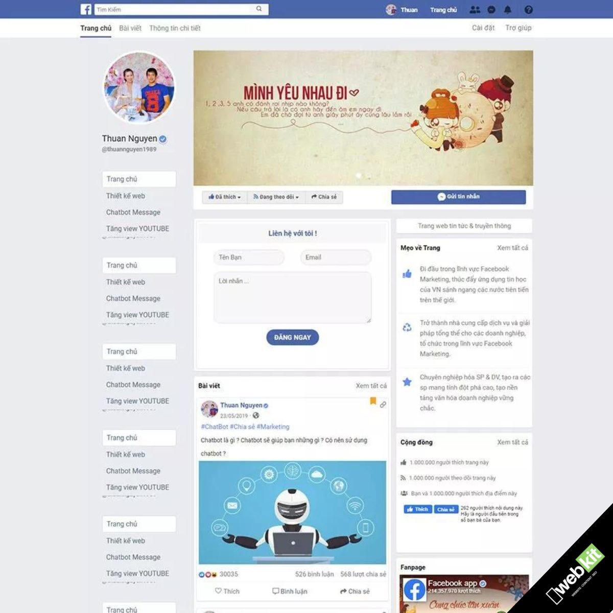 Thiết kế website mạng xã hội facebook phù hợp với cá nhân - WebKit 8488