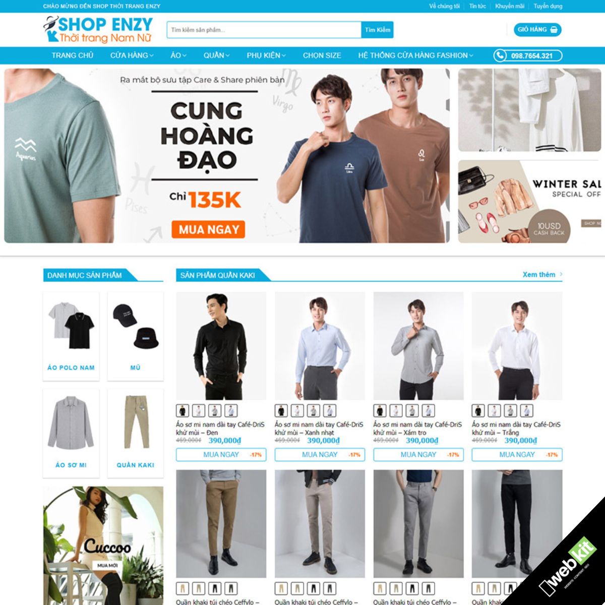 Thiết kế website shop áo quần thời trang Nam Nữ - WebKit 14401