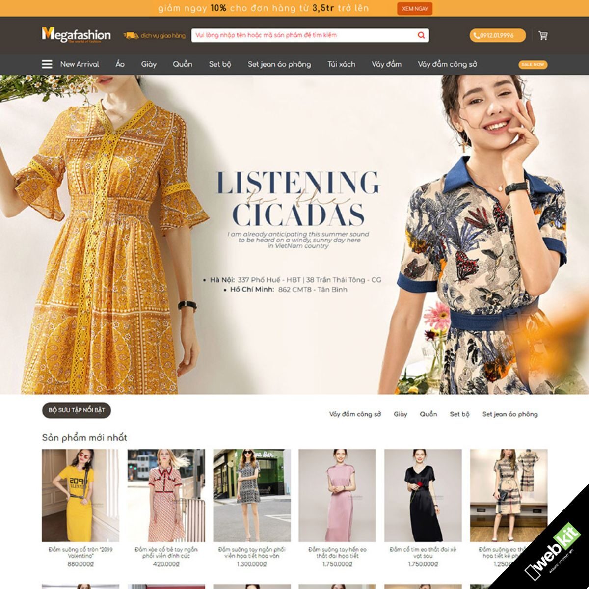 Thiết kế website shop bán áo quần thời trang, túi xách án online chuẩn SEO - WebKit 10329