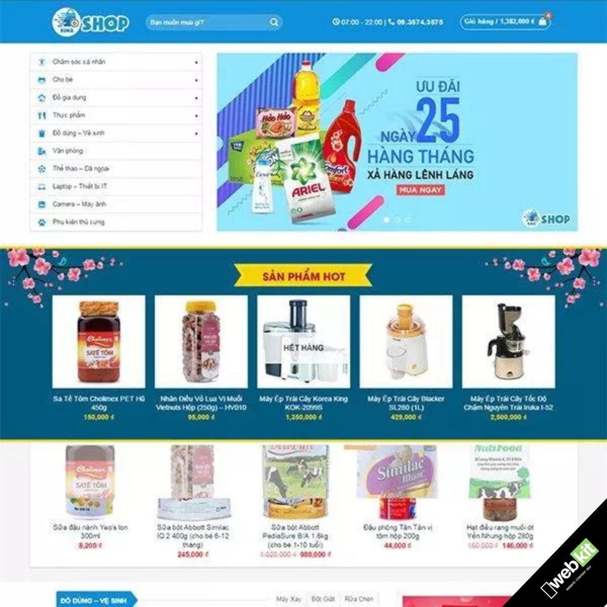 Thiết kế website shop bán dồ gia dụng - WebKit 5485