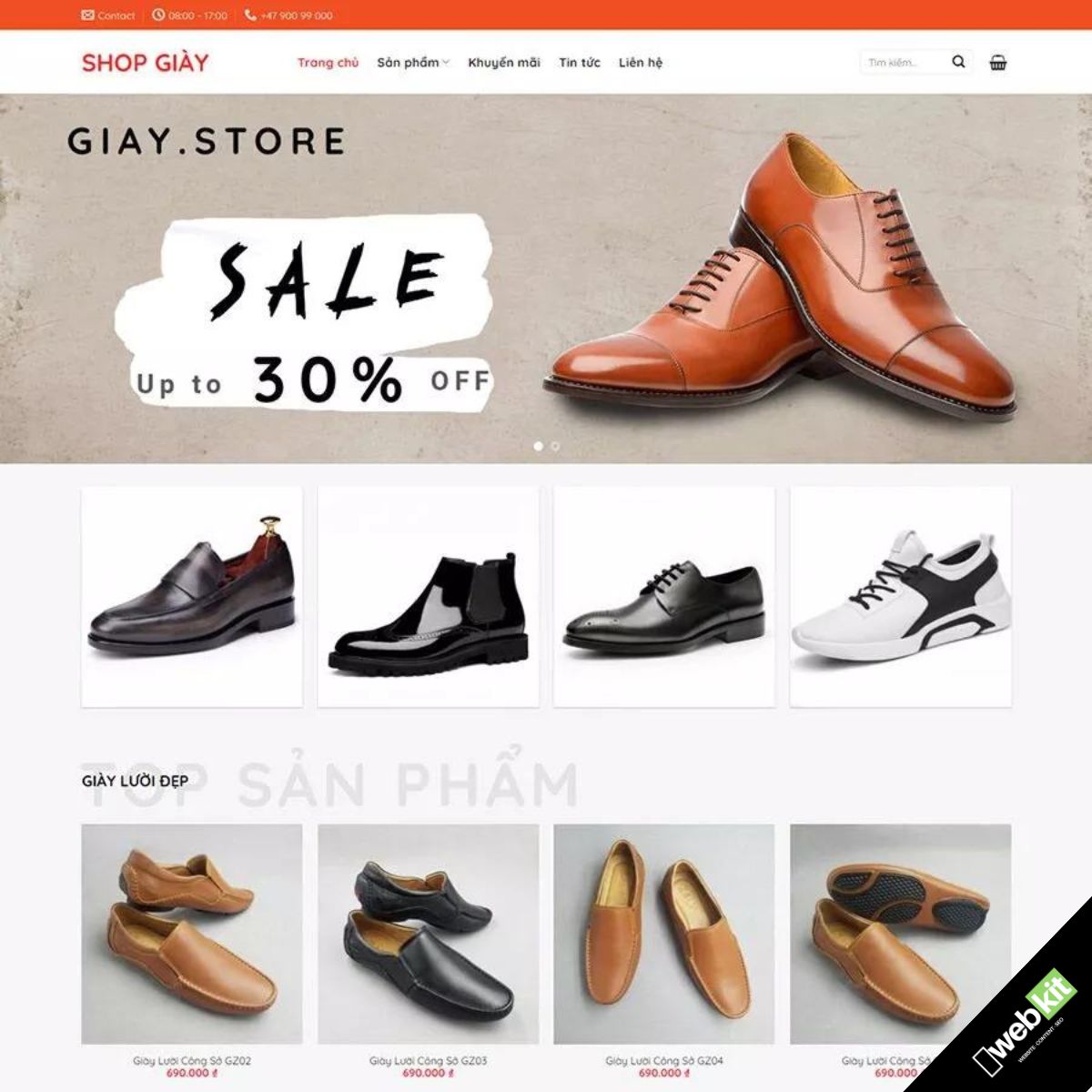 Thiết kế website shop bán giày Tây Nam - WebKit 14385