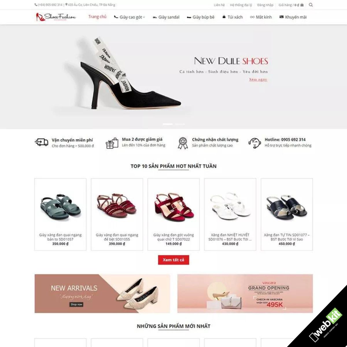 Thiết kế website shop bán giày thời trang nữ - WebKit 9054