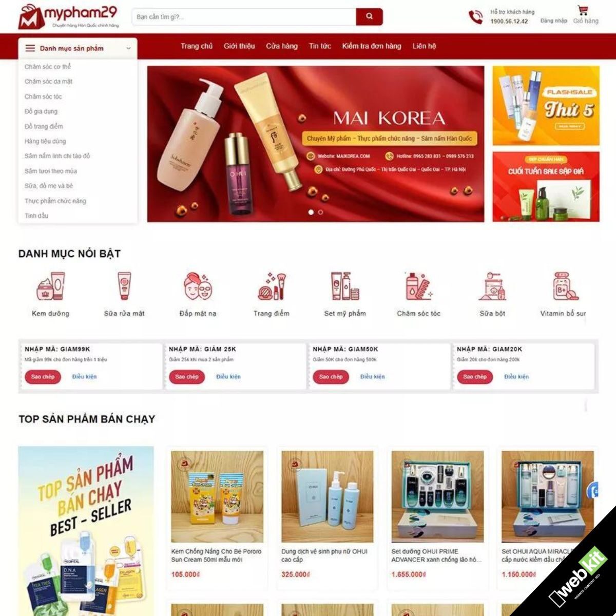 Thiết kế website shop bán mỹ phẩm làm đẹp chuẩn SEO - WebKit 17634