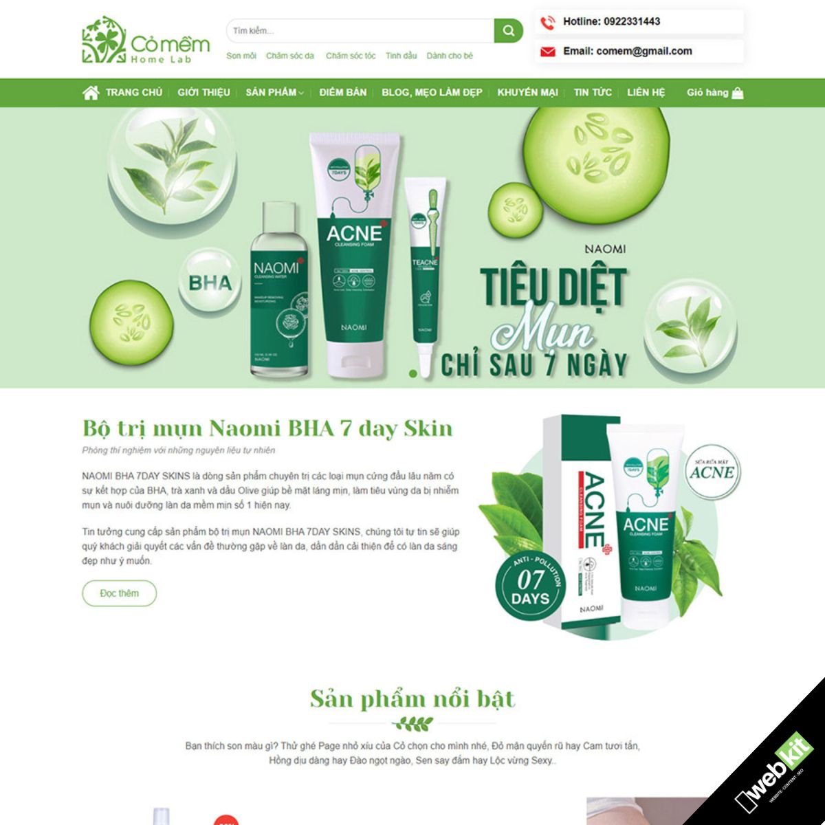Thiết kế website shop bán mỹ phẩm thiên nhiên - WebKit 11049