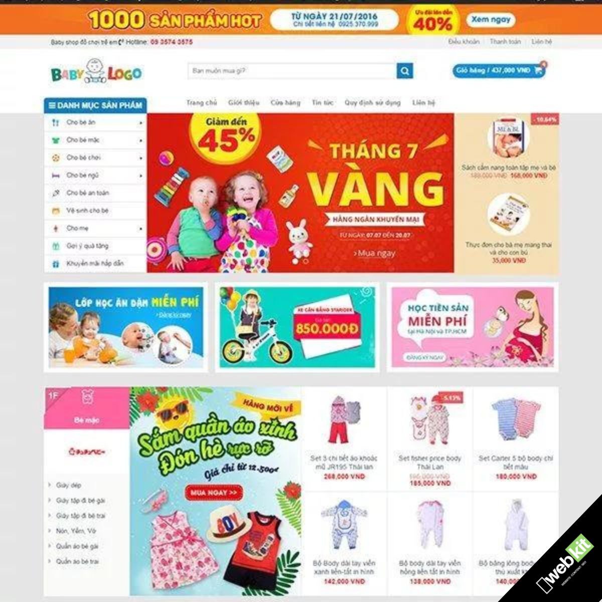 Thiết kế website shop bán thời trang online mẹ và bé - WebKit 5484