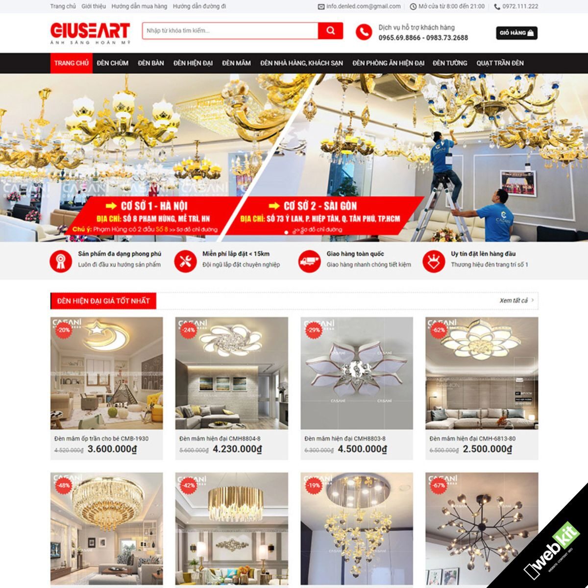 Thiết kế website siêu thị bán đèn trang trí - WebKit 9084