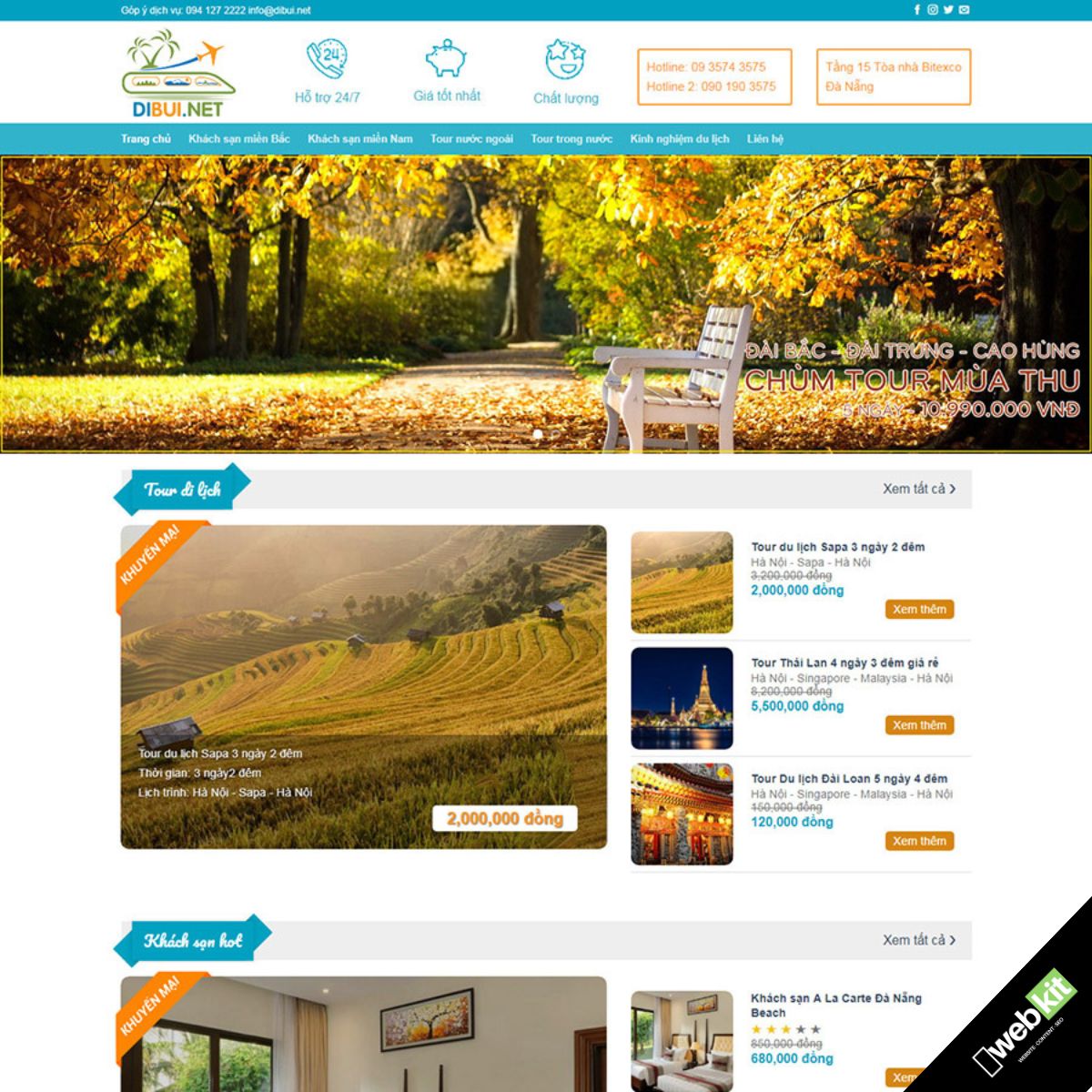 Thiết kế website tour du lịch & booking khách sạn - WebKit 5523